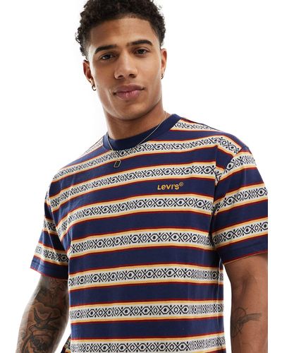 Levi's Oversized T-shirt With Stripe Aztec Print - Blue