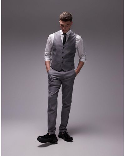 TOPMAN Stretch Skinny Suit Trousers - Grey