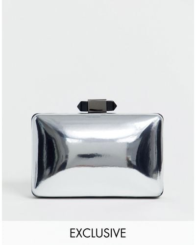 True Decadence Exclusive Silver Mirror Clutch Bag - Metallic
