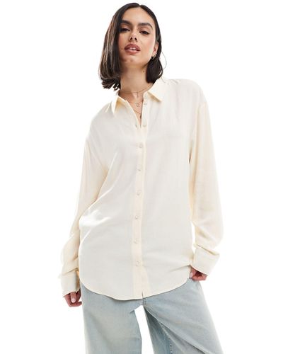 ASOS Relaxed Linen Blend Shirt - White