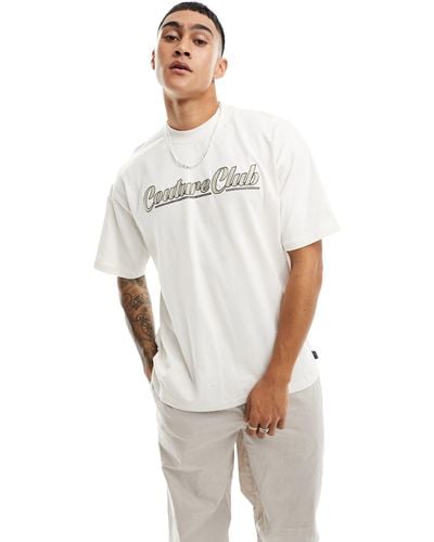 The Couture Club T-shirt a maniche lunghe ricamata color sporco - Bianco