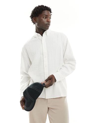 Abercrombie & Fitch – luftiges oversize-hemd - Weiß