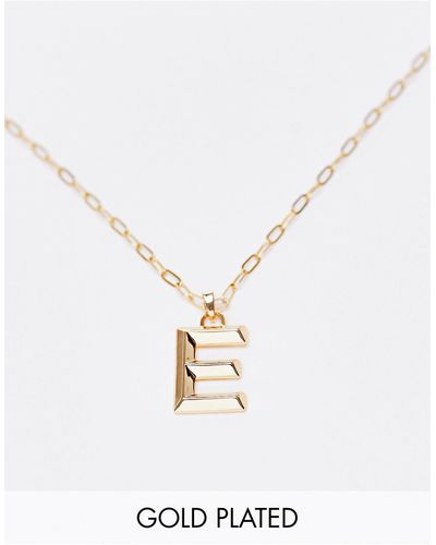 TOPSHOP 14k Plated E Initial Pandant Necklace - White