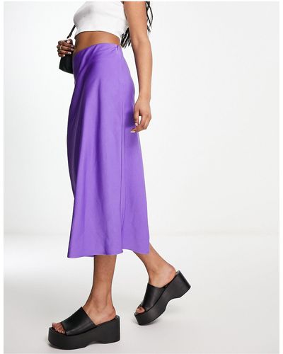 Lola May Satin Midi Skirt - Purple