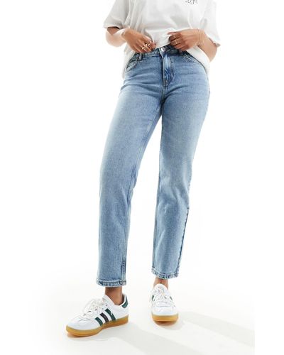 Vero Moda Kyla Mid Rise Wide Straight Leg Jeans - Blue