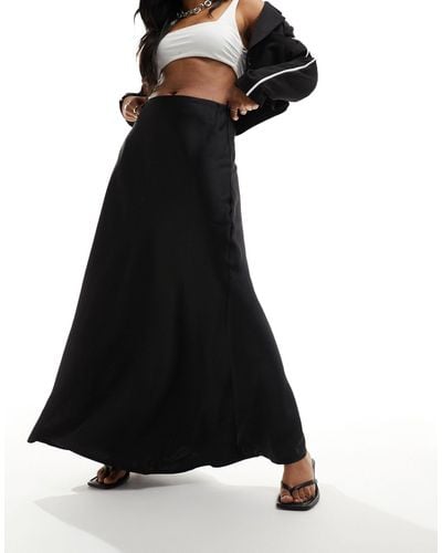 NA-KD Satin Maxi Skirt - Black