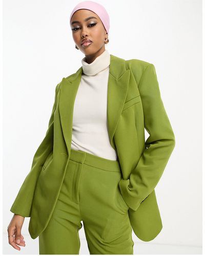 ASOS Blazer da abito con bottone stile anni '70 color muschio - Verde