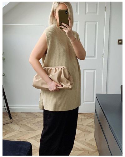 Glamorous Exclusive Oversized Slouchy Pillow Clutch Bag - Natural