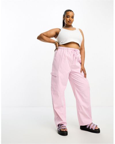 ONLY Wide Leg Cargo Trousers - Pink
