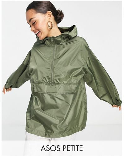 ASOS Asos Design Petite Overhead Rain Jacket - Green