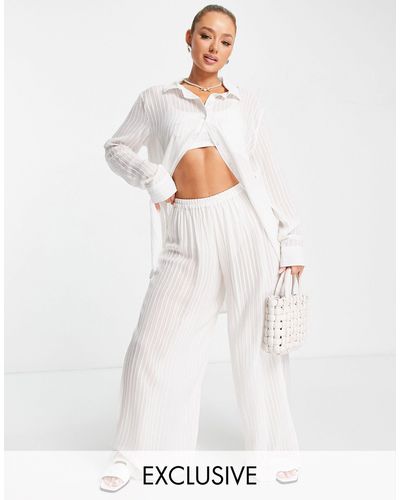 esmé studios Esmee Exclusive Sheer Striped Beach Trousers - White