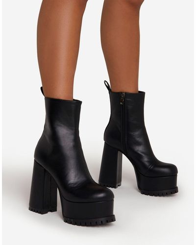 EGO Moni Platform Heel Boots - Black