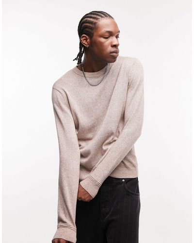 TOPMAN Essential Knitted Crew Neck Jumper - Natural