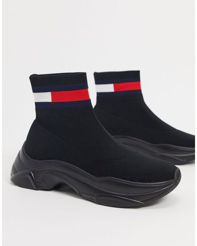 Tommy Hilfiger Chunky Sole Sock Trainer - Black