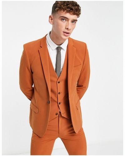 ASOS Giacca da abito super skinny color tabacco - Arancione