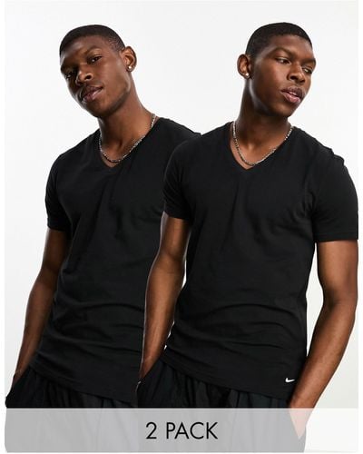 Nike Dri-fit Essential Cotton Stretch 2 Pack T-shirt - Black