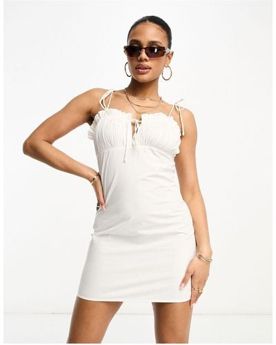 AsYou Ruched Bust A-line Cami Dress - White