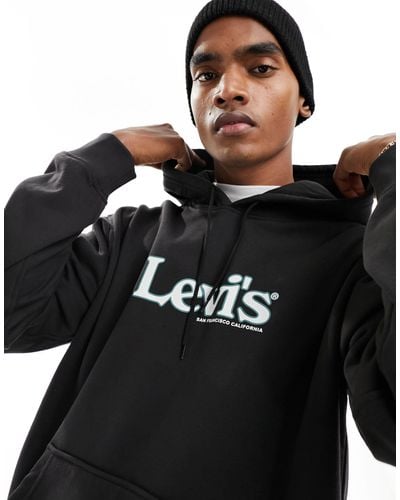 Levi's Exclusive To Asos Hoodie With Central Retro Logo - Black