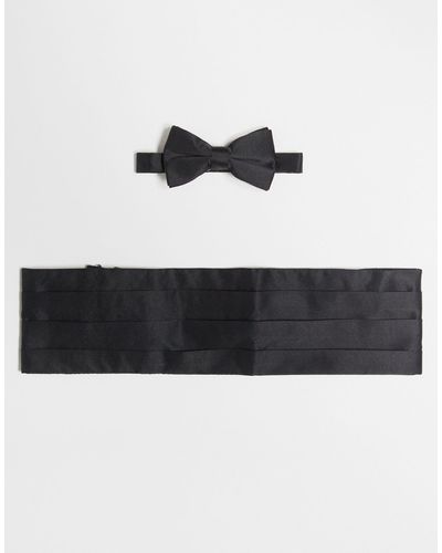 French Connection Bow Tie And Cumberband - White
