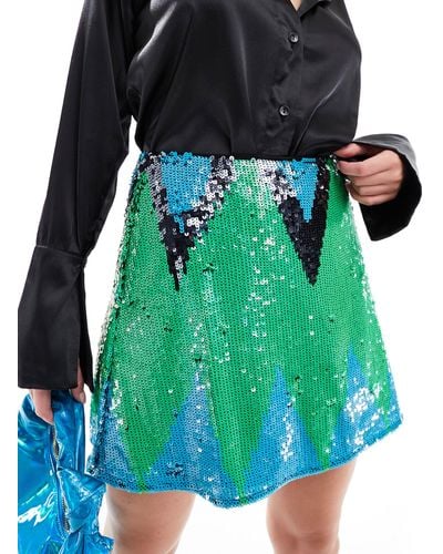 French Connection Embellished Sequin Mini Skirt - Green