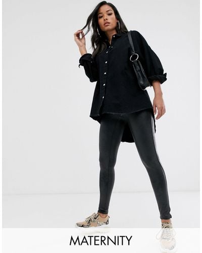Spanx Mama – figurformende leggings aus kunstleder mit hohem bund - Schwarz