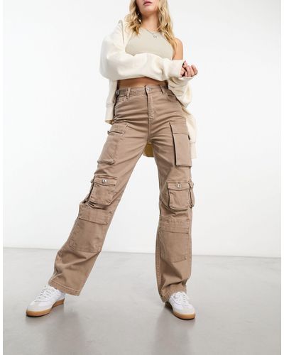 Bershka Pantalon cargo à poches multiples - sable - Neutre