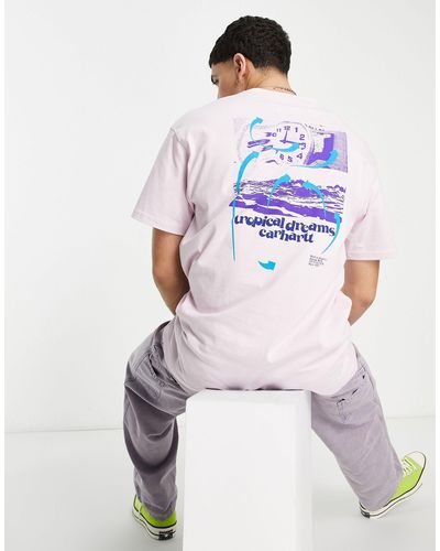 Carhartt – t-shirt mit "dreaming"-print auf der rückseite - Pink