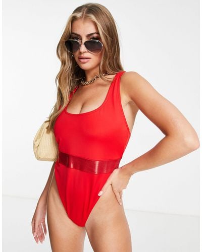 ASOS – für die größere brust – elastischer badeanzug - Rot