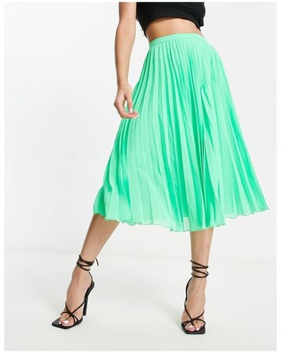 ASOS Pleated Midi Skirt - Green