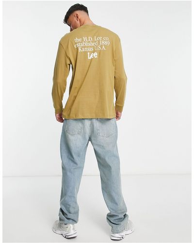 Lee Jeans Top ample à manches longues avec logo imprimé au centre et dans le dos - fauve - Bleu