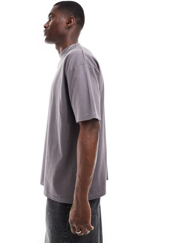 ASOS 240gsm Heavyweight Oversized Fit T-shirt With Turtle Neck - Purple