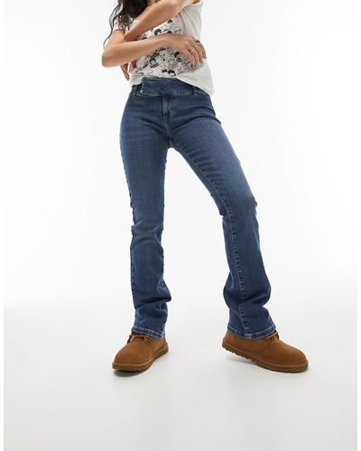 TOPSHOP Y2k - Flared Jeans Met Brede Tailleband - Blauw