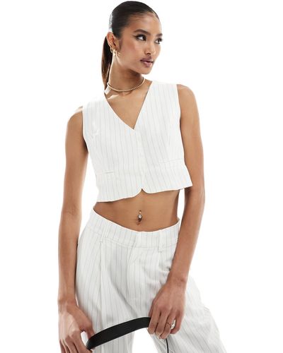 In The Style Pinstripe Waistcoat Co-ord - White