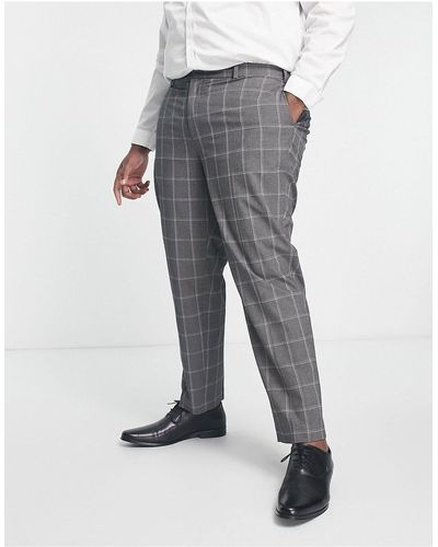 River Island River Island Big & Tall Checked Suit Pants - Gray