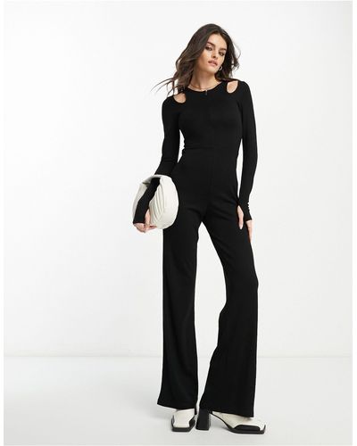 French Connection Cut Out Jersey Jumpsuit - Black