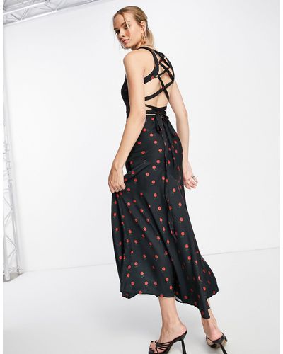 Never Fully Dressed Lace Up Back Maxi Dress - Black