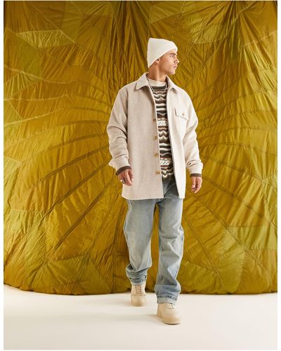 ASOS Camicia giacca oversize effetto lana color pietra - Giallo