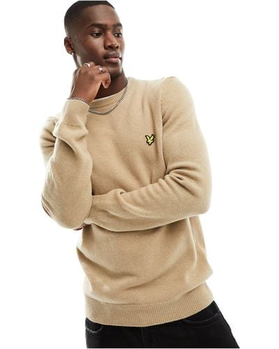 Lyle & Scott Icon Logo Lambswool Blend Knit Jumper - Natural