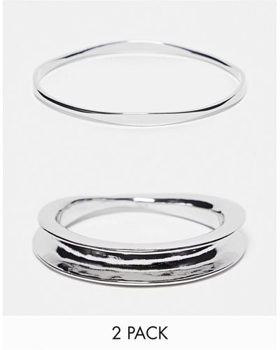 ASOS Pack Of 2 Bangle Bracelets With Slim Curved Design - Grey