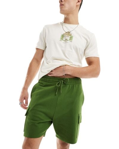 ASOS – schmal geschnittene cargo-shorts - Grün