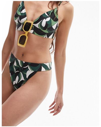 TOPSHOP – mehrfarbige tanga-bikinihose mit abstraktem print