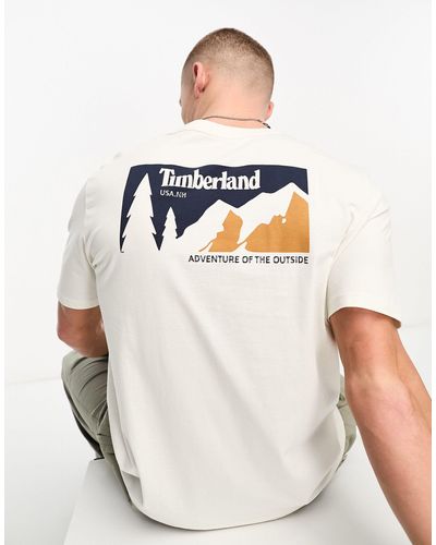 Timberland T-shirt Met Bergprint Op - Wit