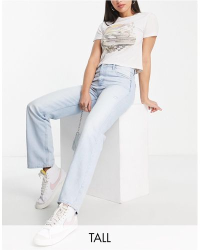 Bershka Tall - dad jeans a vita alta lavaggio candeggiato - Bianco