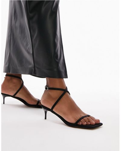 TOPSHOP Ivy Barely There Mid Heel Sandal - Black