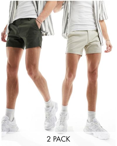 ASOS 2 Pack Skinny Shorter Length Chino Shorts - White