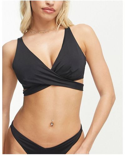 ASOS Coppe grandi - mix and match - top bikini a portafoglio con ferretto nero