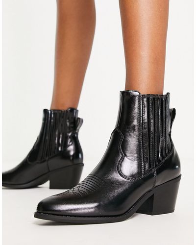 ONLY – ankle-boots im western-stil mit absatz - Schwarz