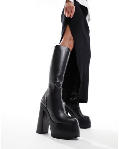 ASOS Captivate - bottes hauteur genou avec plateforme oversize - Blanc