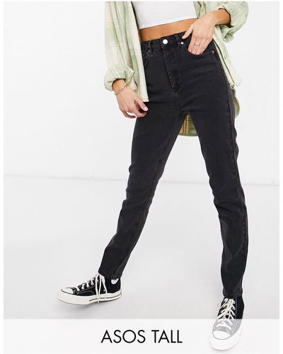 ASOS Asos design tall - farleigh - mom jeans vita alta slim slavato - Nero