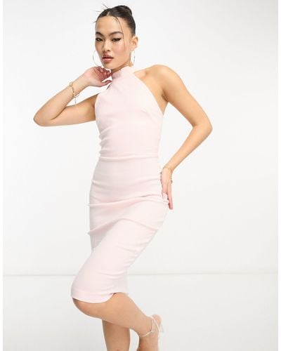 Vesper Racer Neck Bodycon Midi Dress - Pink